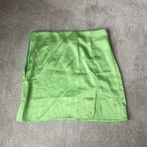 silk green skirt with slit